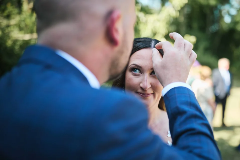 A moment from Tracey & James’s wedding at Hunters Hall