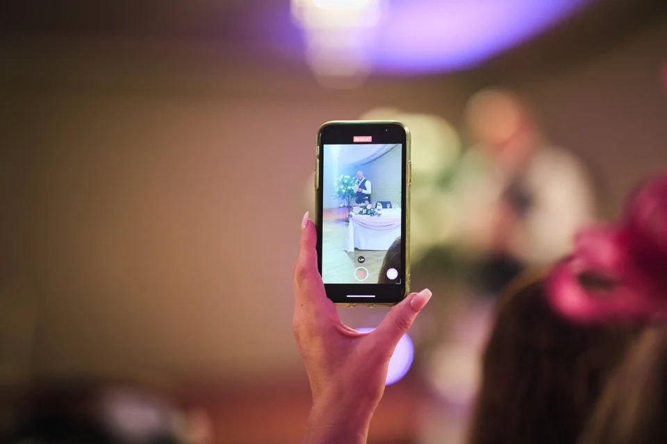 A moment from Tracey & James’s wedding at Hunters Hall